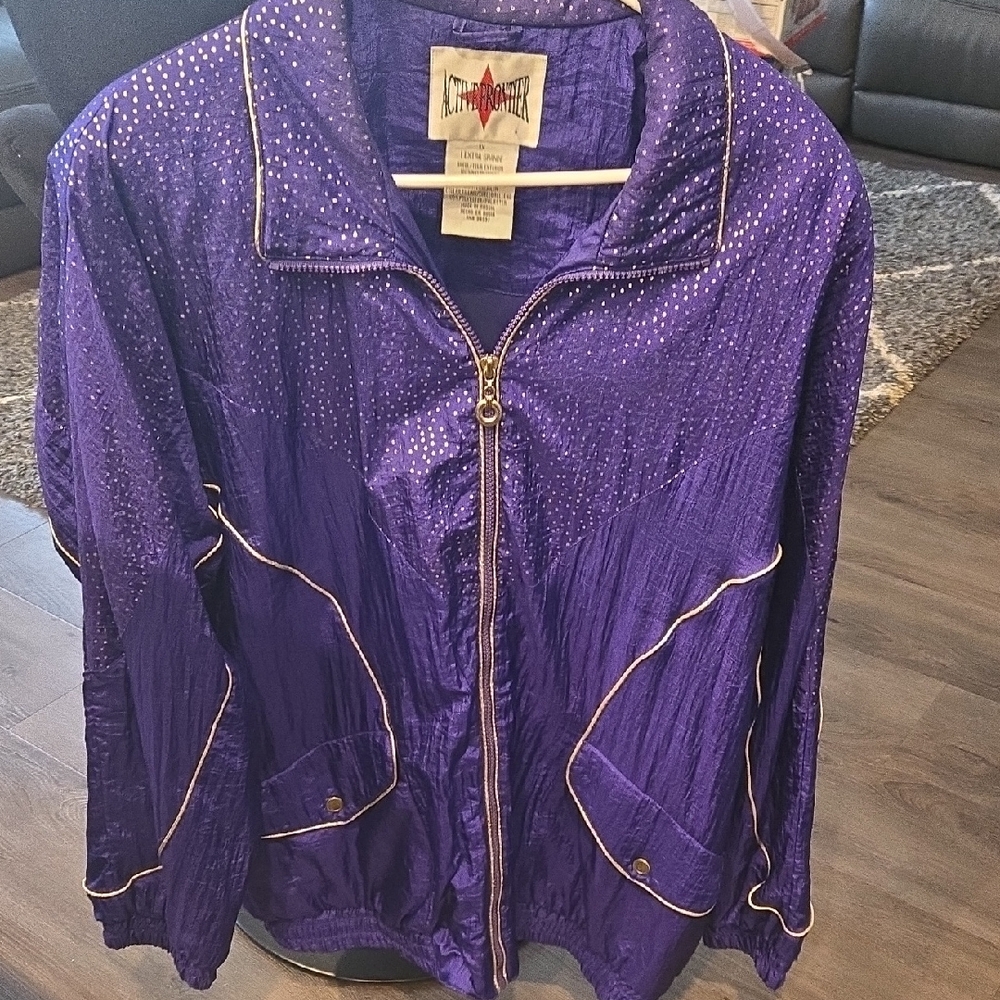 INC International Concepts Purple Bomber Jacket with Metallic Finish